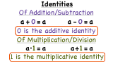 What are the Identity Properties of Addition and Multiplication?