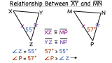 How Do You Use the Hinge Theorem to Compare Side Lengths in Two Triangles?